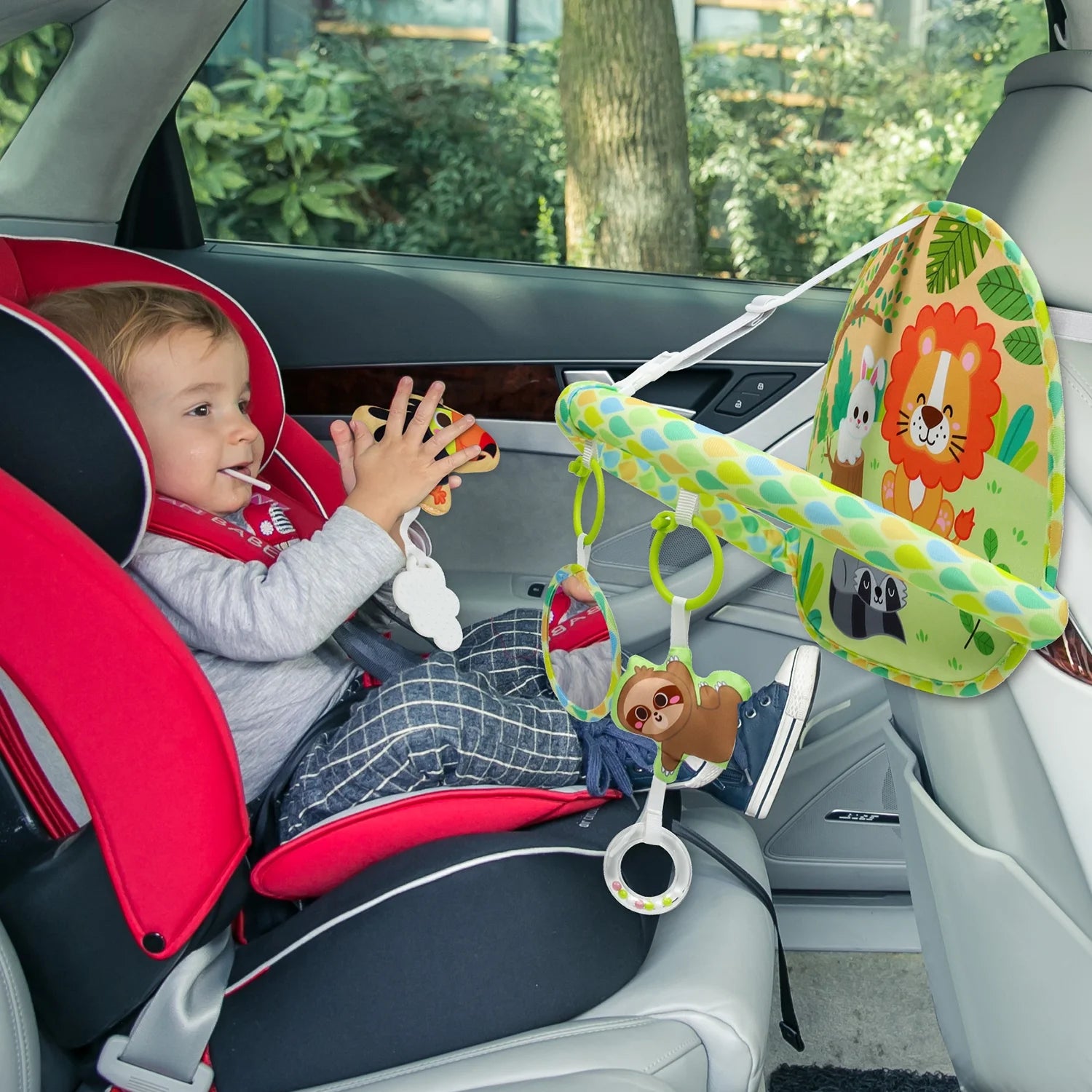 Baby Car Seat Toy for Travel Rear Facing Double Sided Baby Travel Activity Car Seat Entertainment Toy Easy Drive Gift for Newborn Baby Infant 0-12 Month