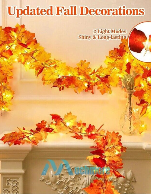 Load image into Gallery viewer, 9.8FT Fall Thanksgiving Maple Leaves 20 LED Light Lamp Garland Festival Decor
