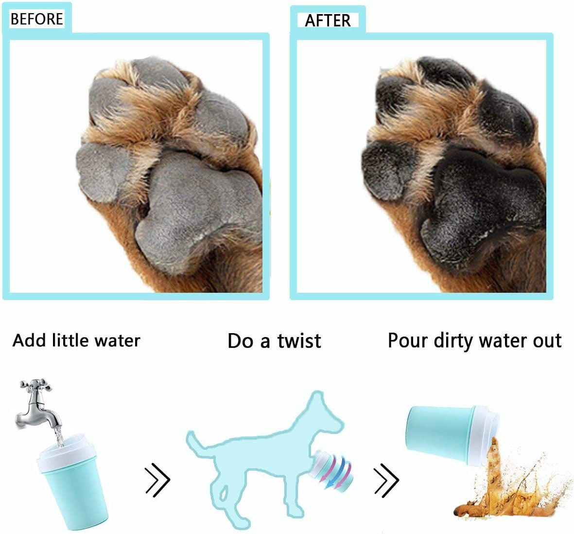 Dog Paw Cleaner Pet Paw Washer for Dogs Muddy Paws Cleaner Paw Brushes Easy Disassemble and Install Dog Foot Washer