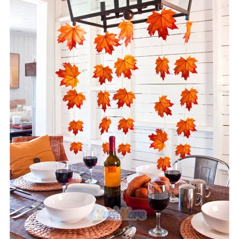 9.8FT Fall Thanksgiving Maple Leaves 20 LED Light Lamp Garland Festival Decor